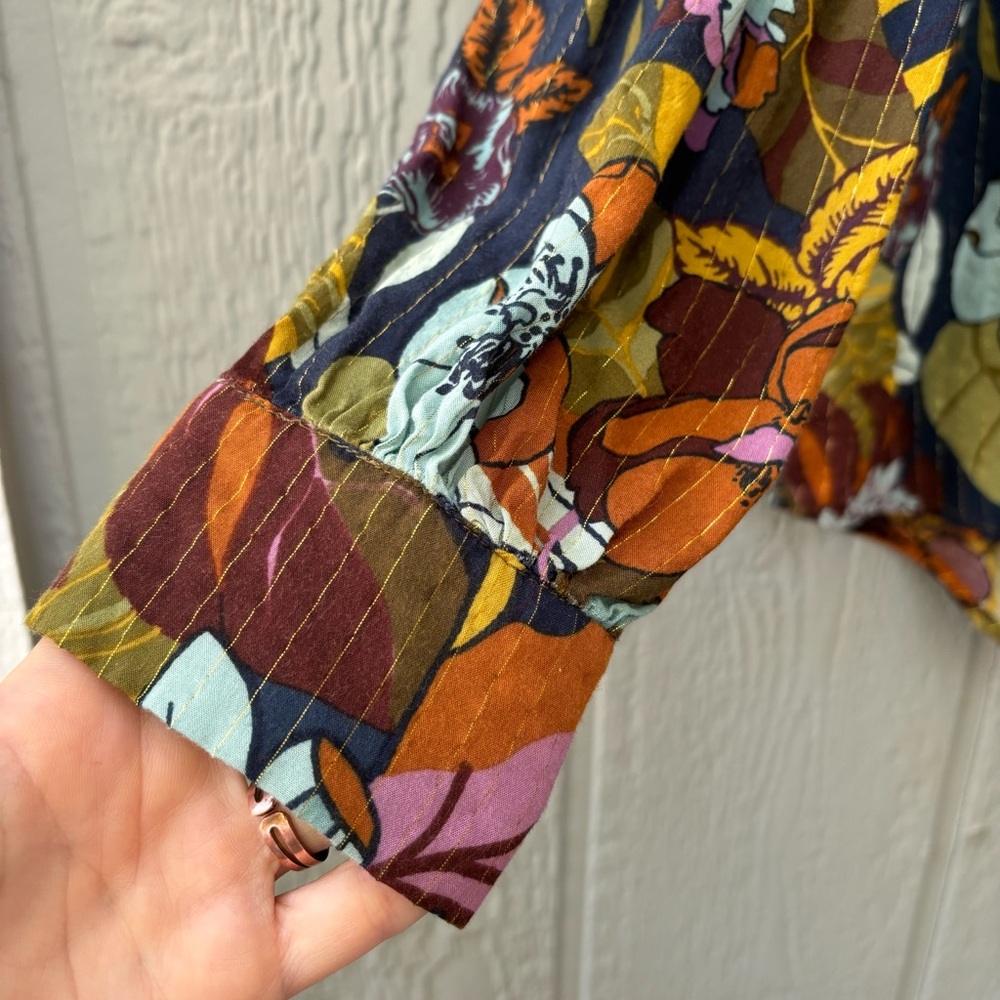 Jane and Delancey Artistic Pink and Blue Long Sleeve Blouse - Picture 5 of 10